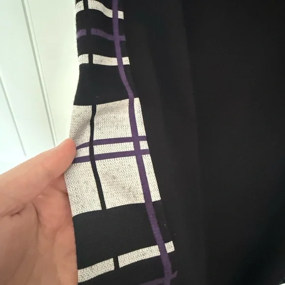 Signature Black & Purple Plaid Sheath Dress by Joseph Ribkoff Size 12 - Picture 8 of 8